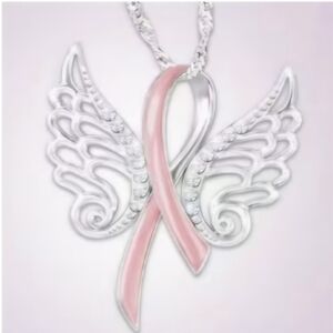 NEW Pink Ribbon Butterfly Necklace